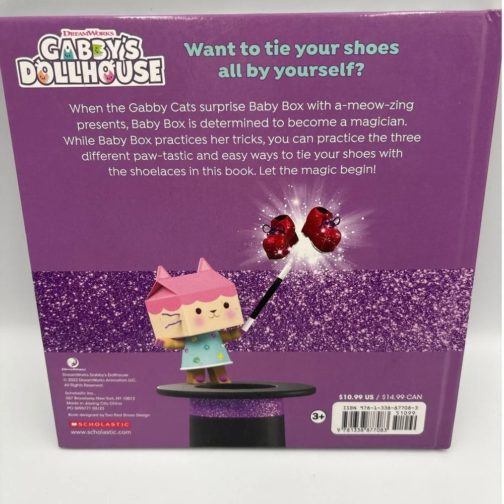 Scholastic Gabby's Dollhouse Tie Your Shoes Book OS Purple Kids Educational Book